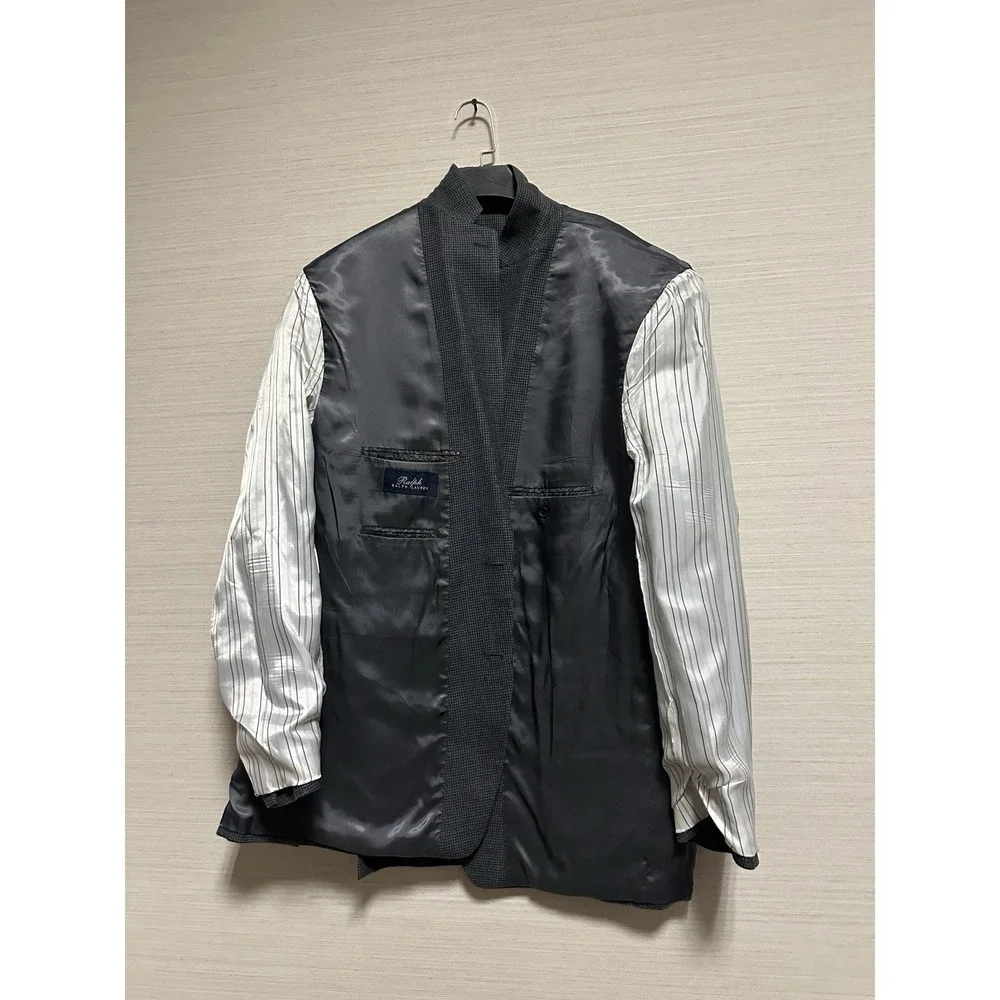 Ralph Ralph Lauren 46XL‎ Sport Coat Silk Wool Gray Houndstooth Check Blazer